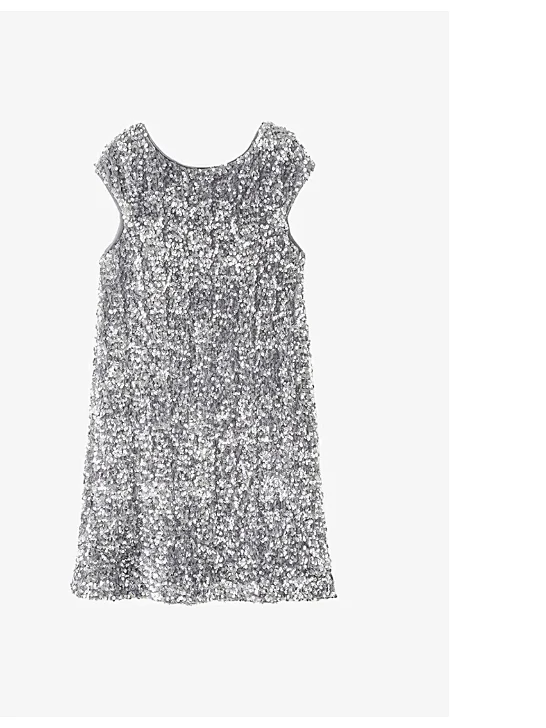 Vestido de manga corta con cuentas de doble capa H928, ropa infantil Mango Home, código 116164, falda midi para niñas, fibra de poliéster suave