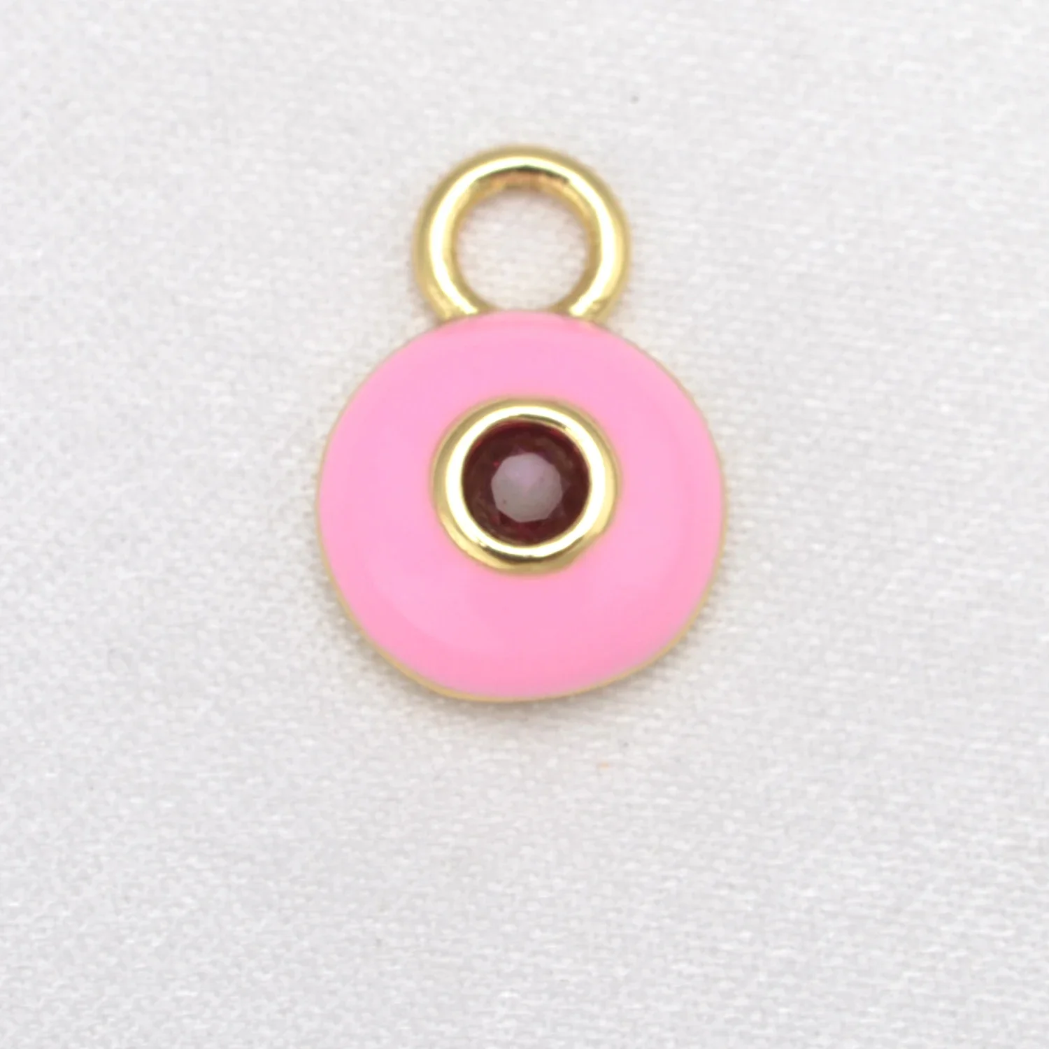 17 Pcs Enameled Eye Round Pendant DIY Jewelry Making Color Charm Copper Gold Plated Earring Chain Bracelet Accessories Wholesale