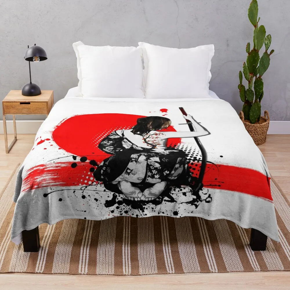 

Female Samurai Throw Blanket Personalized Gift Designers Thermal Decorative Beds Blankets