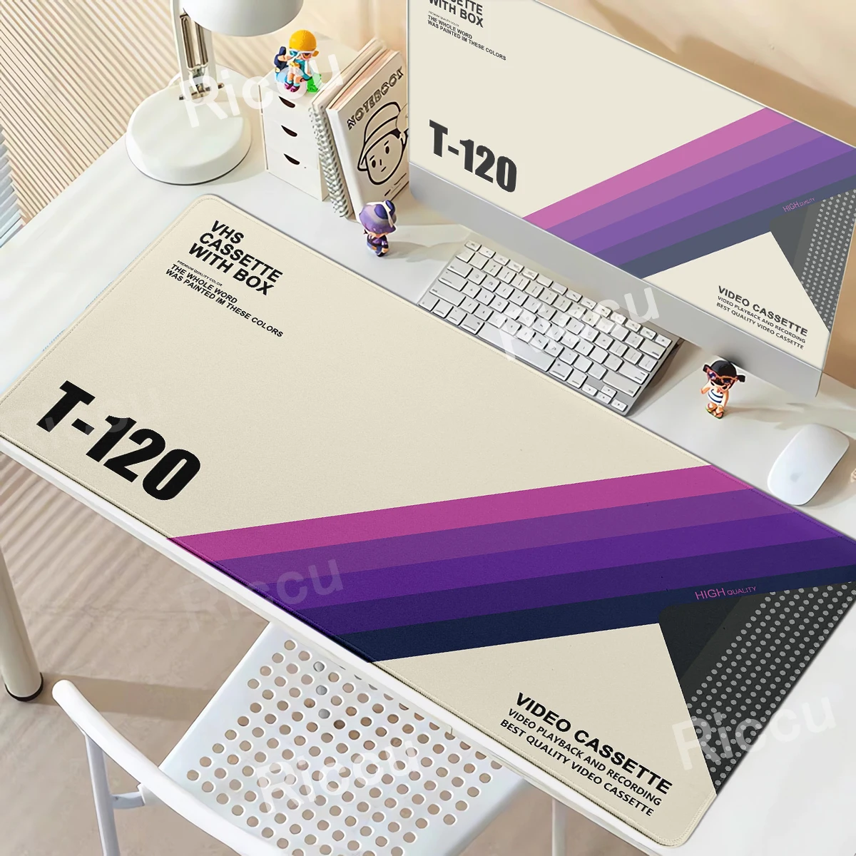 Alfombrilla de ratón grande para ordenador, alfombrilla de ratón Retro VHS, alfombrilla de escritorio minimalista XXL con borde de puntada, alfombrilla para teclado, alfombrilla de velocidad para videojuegos, alfombrillas para deportes electrónicos