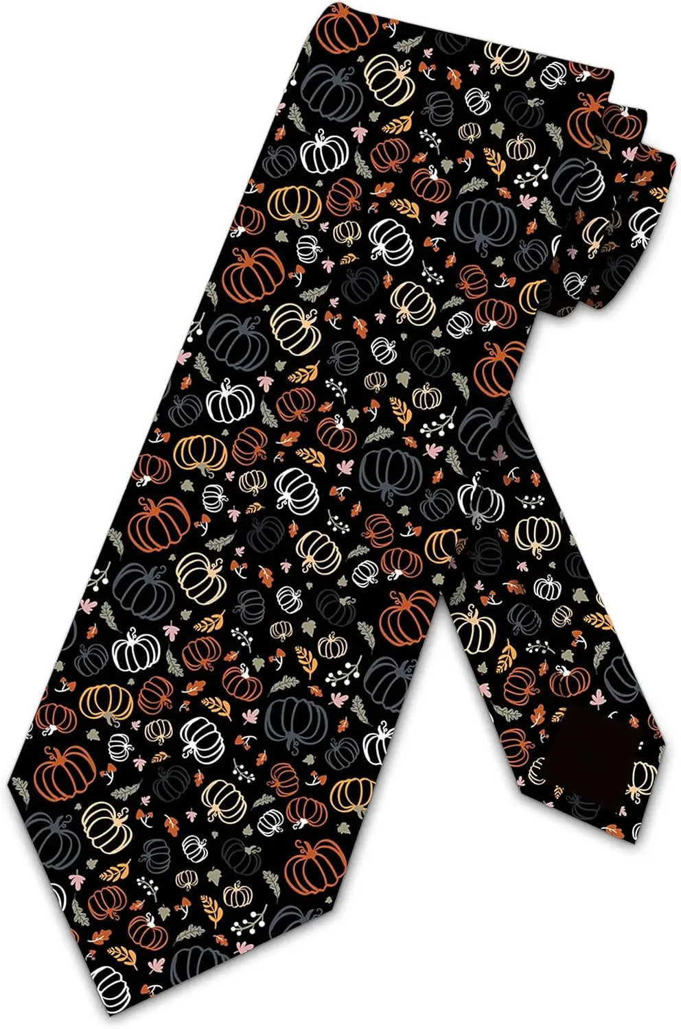 Fall Ties Mens Pumpkin Necktie Autumn Pattern Tie Black Mens Ties High Durability and Wearability Comfortable To Wear