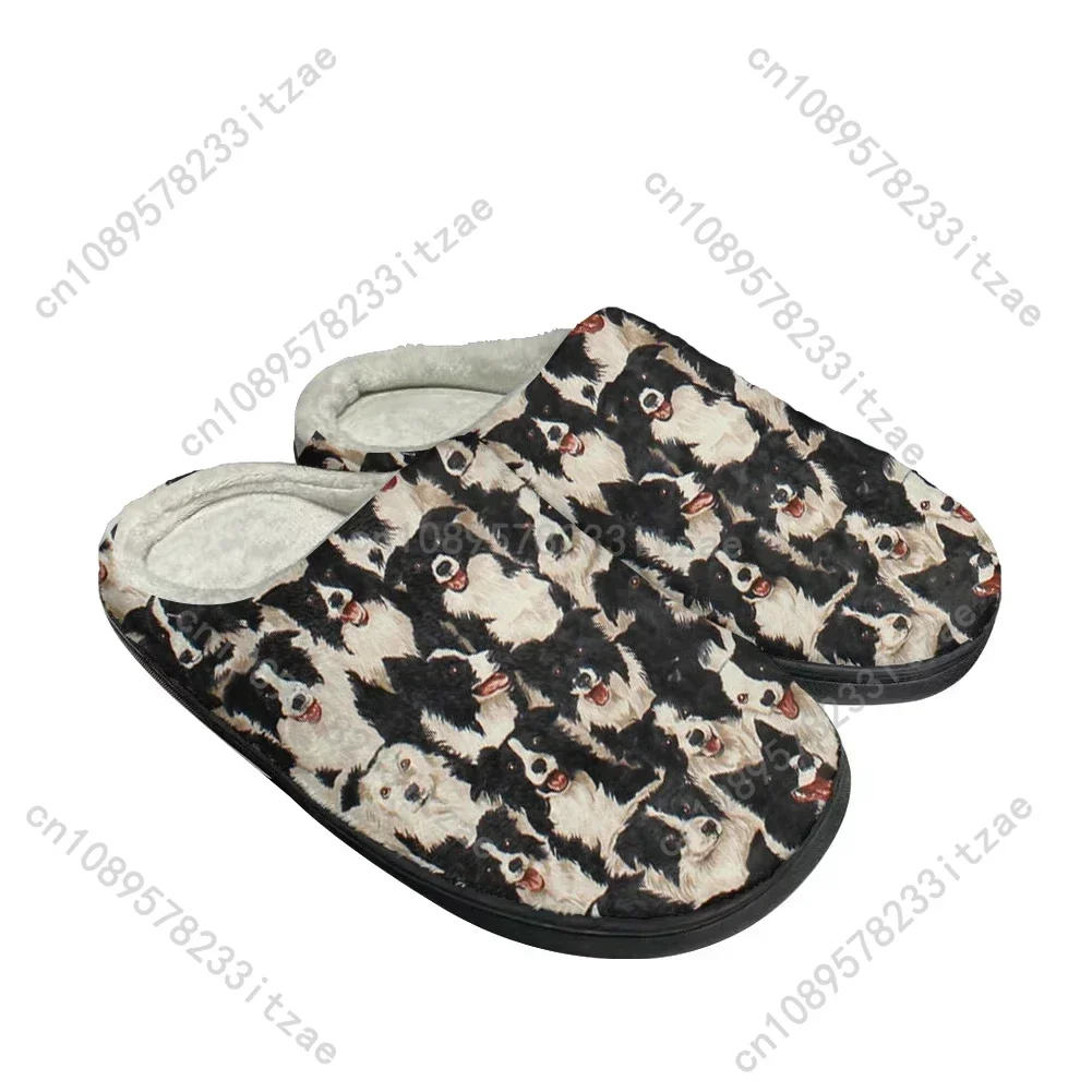 Hot Border Collie Fashion Cotton Custom Slippers Mens Womens Teenager Plush Casual Keep Warm Shoes Thermal Comfortable Slipper