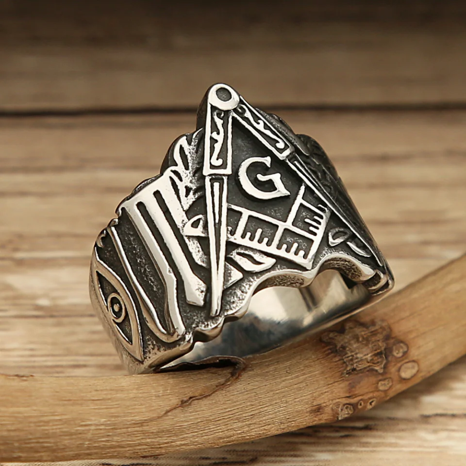 Vintage 316L Stainless Steel Masonic Letter Ring For Men Women Fashion Free Mason Masonic G Rings Amulet Jewelry Gifts Wholesale