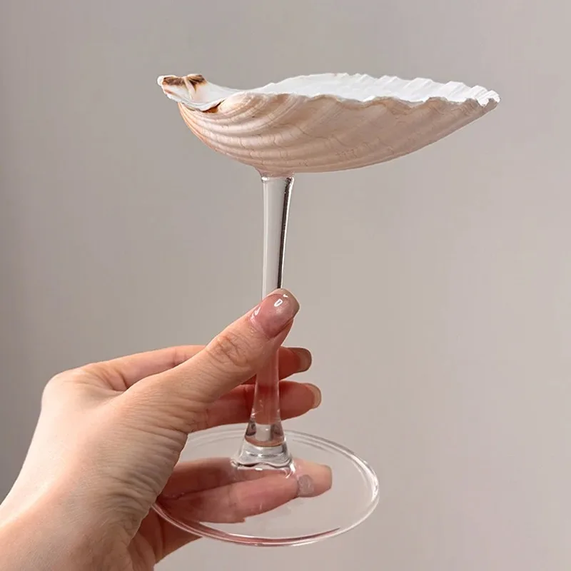 Light Luxury Conch Shell Champagne Flute Glass - Household Drinking Set Home Bar Decor, Wedding Gift, Artistic photography props