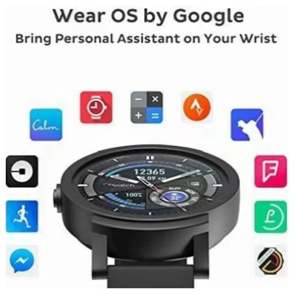 ساعة TicSmart E Wear OS ساعة ذكية للرجال والنساء 4GB ROM IP68 مقاومة للماء مع دفع جوجل لآلة عرض iOS Android Hzbot