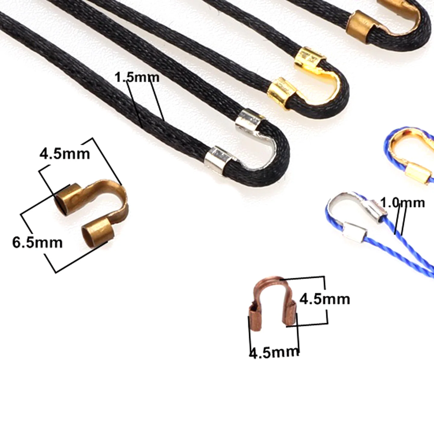 300pcs Multi Color U Shape Wire Guard Clasp End Connector Rope Loop Tips DIY Jewelry Making For Necklace Bracelet Accessories
