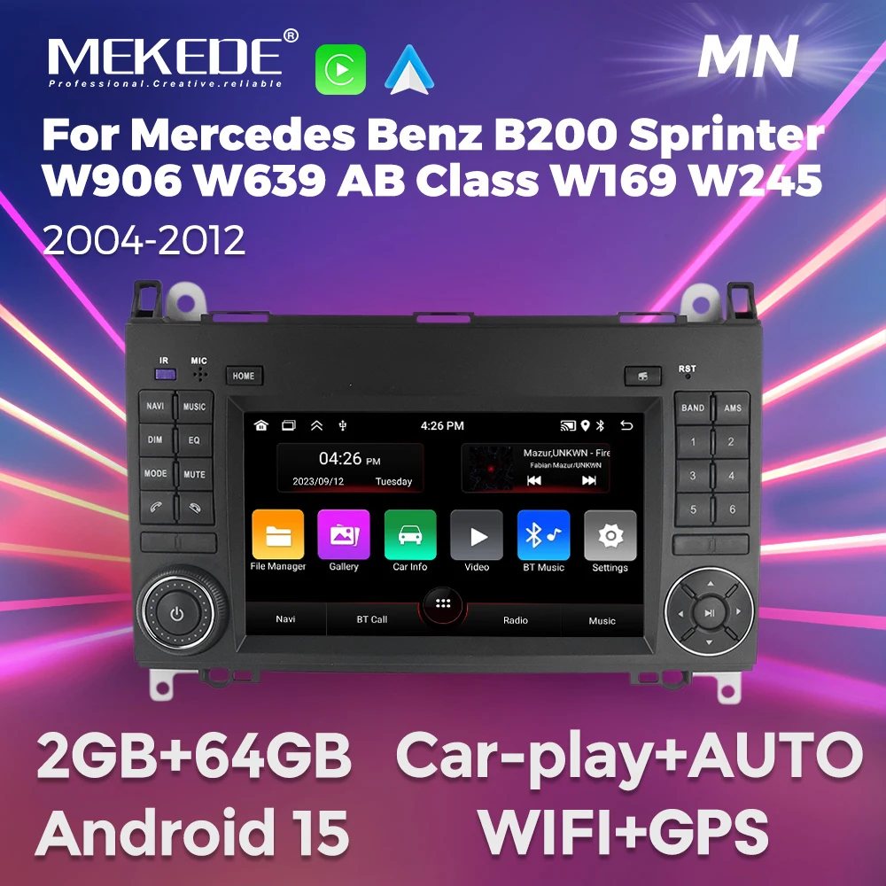 Android 13 Autoradio For Mercedes Benz B200 Sprinter W906 W639 AB Class W169 W245 2004-2012 Car Radio GPS WIFI BT Carplay Auto