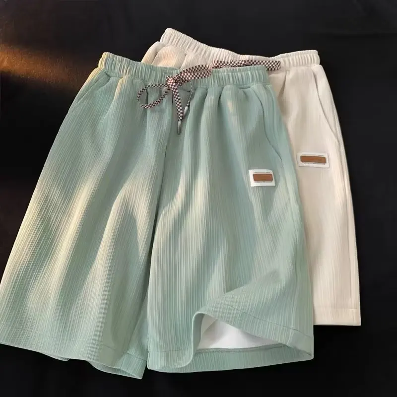 

American Sle Baskeall orts Mint een Ice Silk Men's Summer Thin Sports Knee-Length Six-Part Loose Dstring Spwear