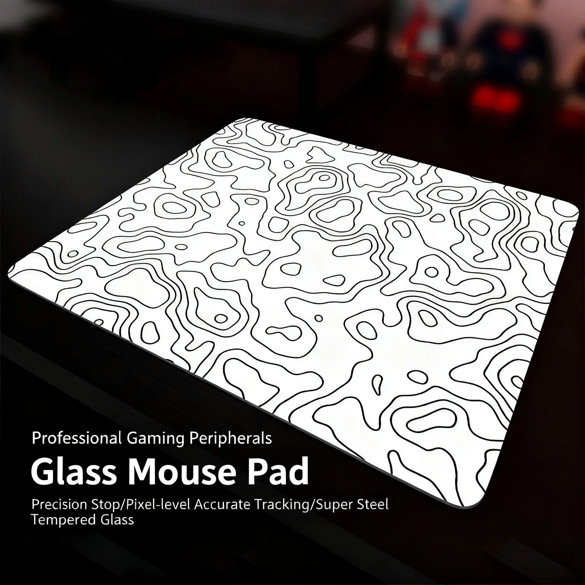 Mouse pad de vidro para jogos, estrutura de textura simples, superfície fosca, mesa de vidro temperado, e-sports, fps, mesa de jogo