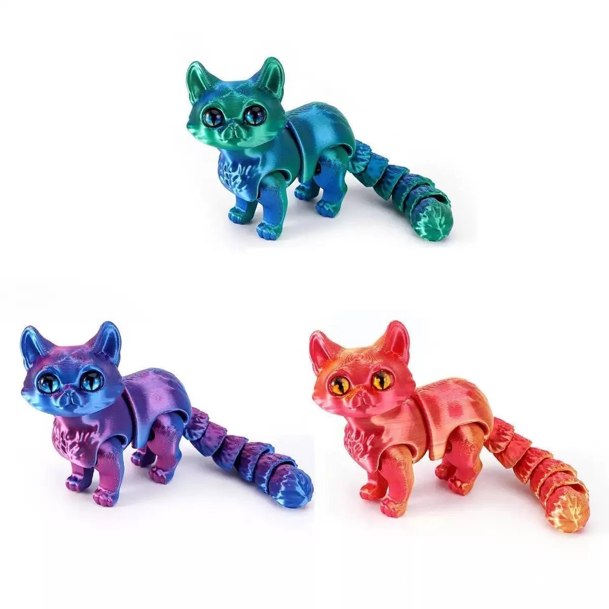 3D Printing Cat Figures Multi-joint Movable Simulation Cats for Gift Living Room Car Desktop Decoration