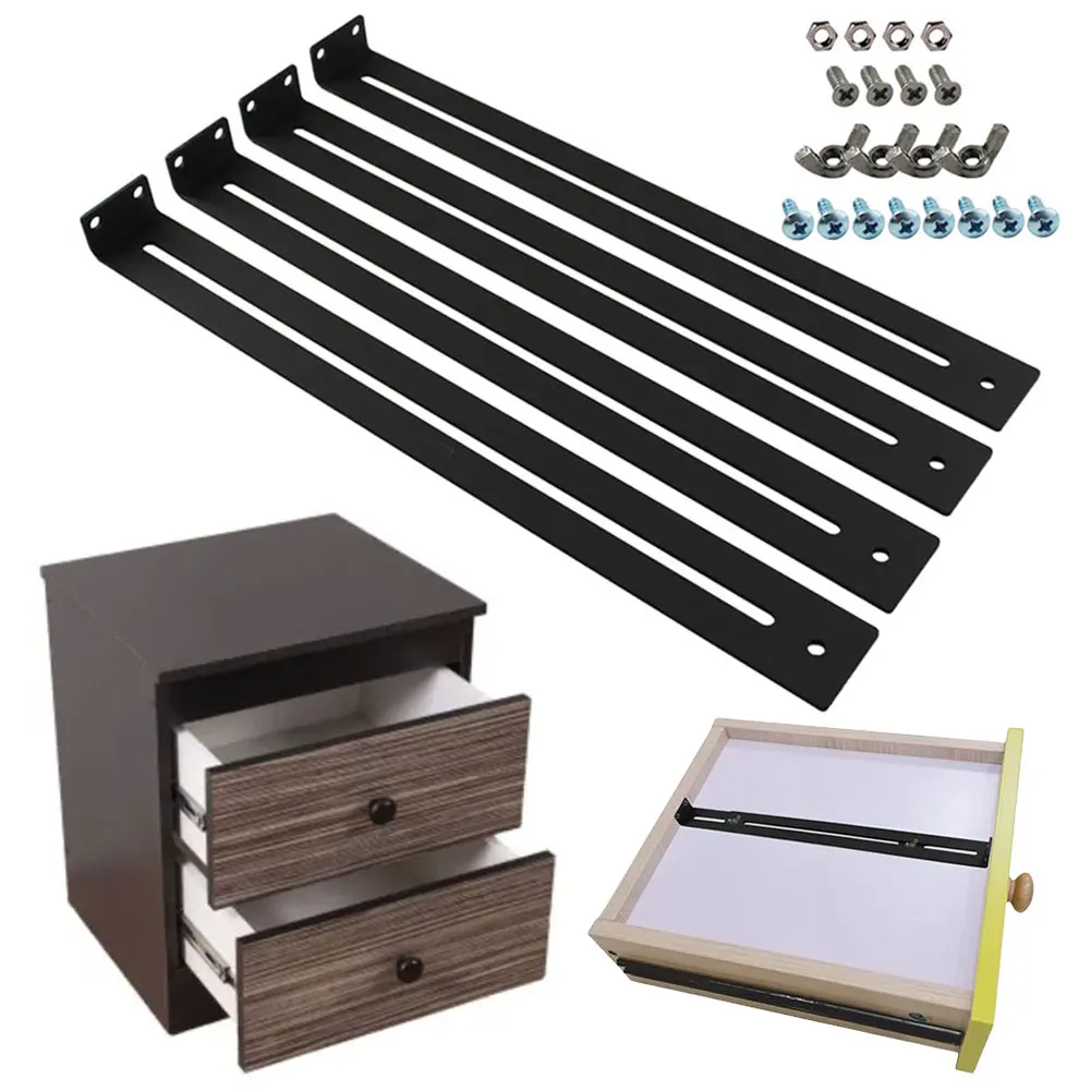 

4pcs Drawer Repair Kit with Screws Furniture Repair Accessory Bracket Bottom Support Tool Set for Wooden/Chipboard/MDF Drawers
