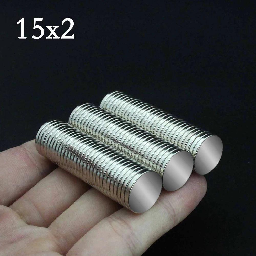 20/50/100pcs 15x2mm N35 Super Strong Magnet 15mm x 2mm Round Magnetic Rare Earth NdFeB Neodymium Powerful Disc imanes for Crafts