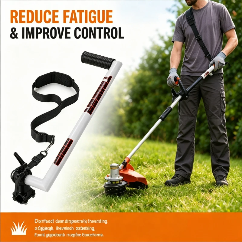 Universal Weed Eater Shoulder Strap with Handle Grip, Adjustable Harness for Grass Trimmer, String Trimmer Brush Cutter, Comfort
