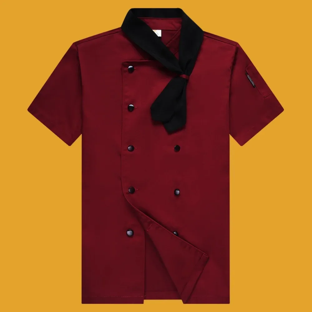 夏シェフスーツ半袖通気性ホテルケータリングキッチン作業服男性と女性長袖スーツ