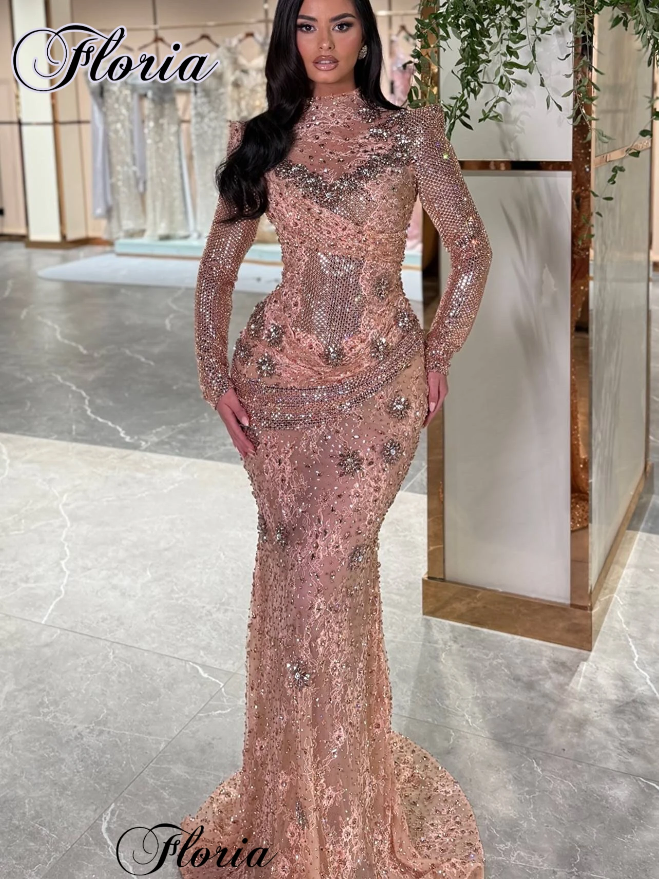 long sleeve coral prom dress Jovani 38928 - Long Sheath Dress