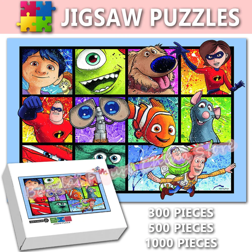 Disney Cartoon Collection Print Puzzle 300/500/1000 Pieces Woody Nemo Luca Anime Inside Out Toy Story Jigsaw Puzzle Game Gifts