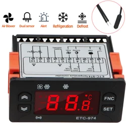 ETC-974 Digital Temperature Controller 220V Refrigerator Thermostat Mini Regulator Thermoregulator Thermocouple NTC Dual sensor