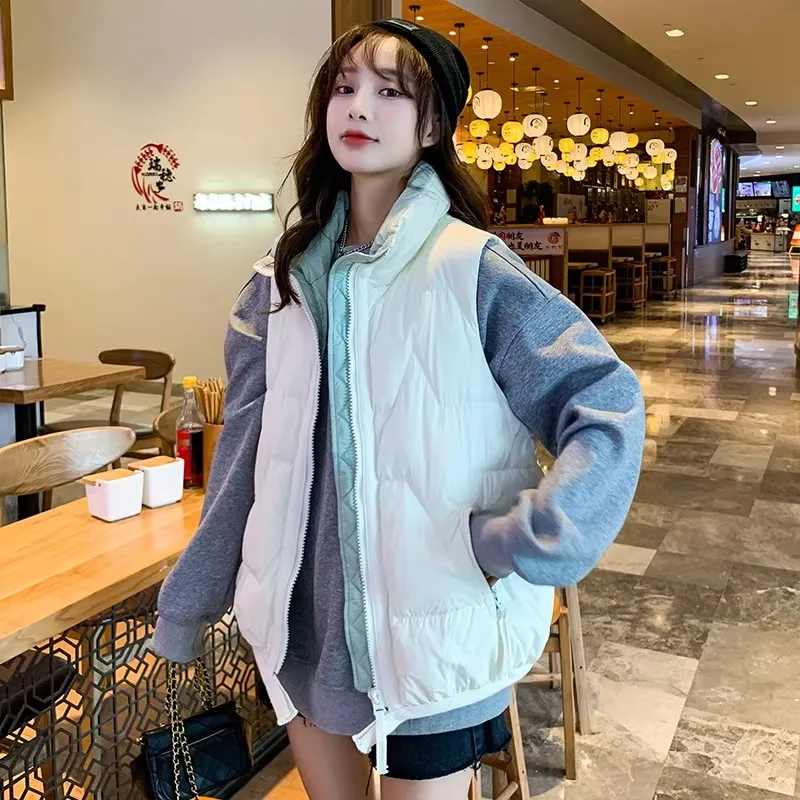 

Women Warm Bigsize Down Waistcoat Jacket Autumn Winter Light Thin White Duck Down Vest Coat Parkas Female Sleeveless Short Tank