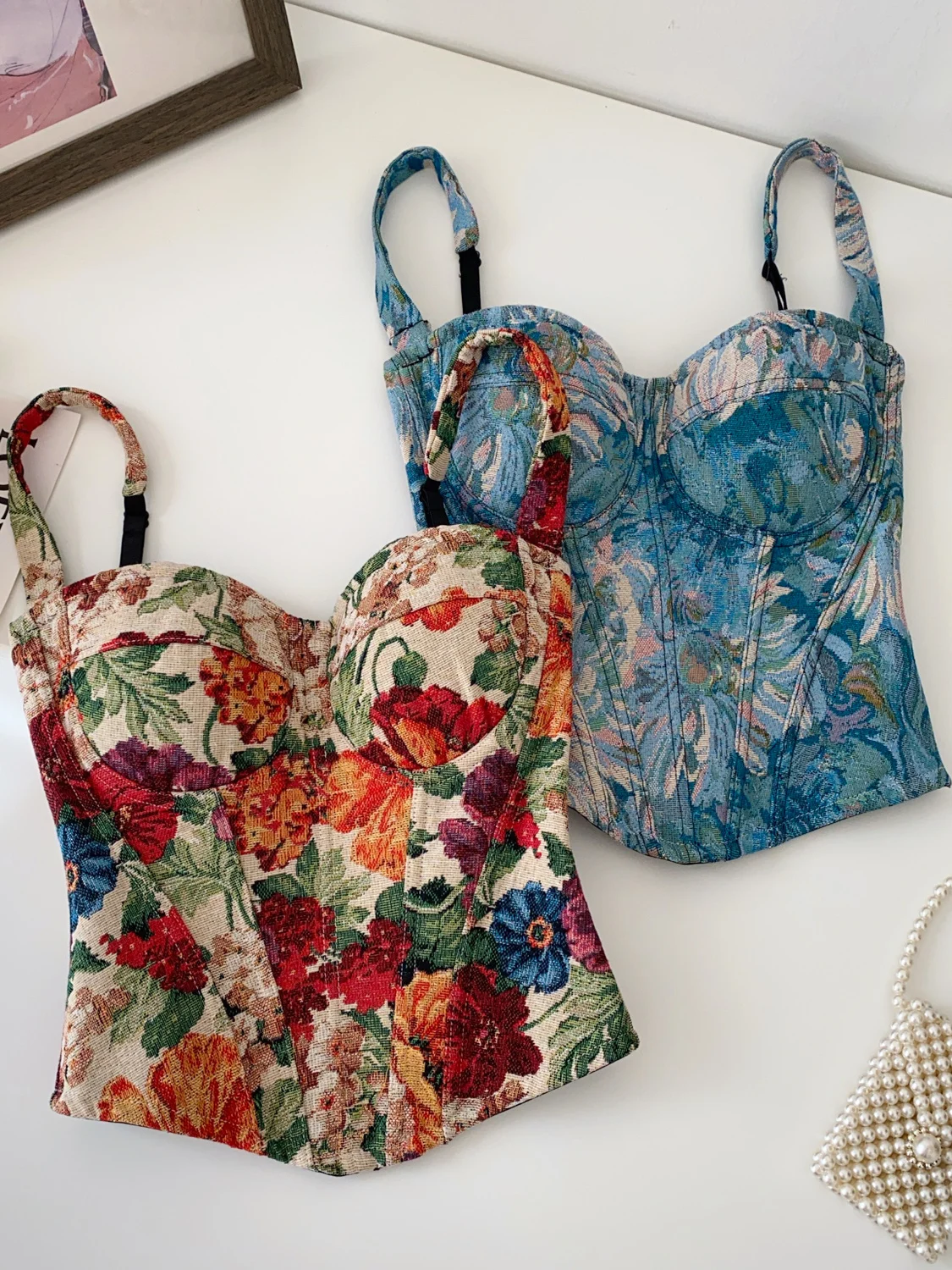 

Retro Oil Painting Sle Strapl Crop Top Women's Slimming Summer Streetwear Sexy Chic Trendy Hot Girl Vest Outerwear