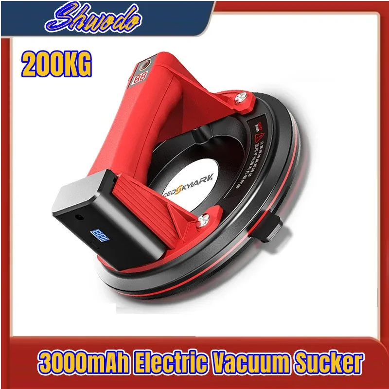 2400mAh Electric Vacuum Suction Cup for Tile Glass Strong 200kg Bearing Capacity 8 Inch Industrial Sucker Air Pump Carry Tool