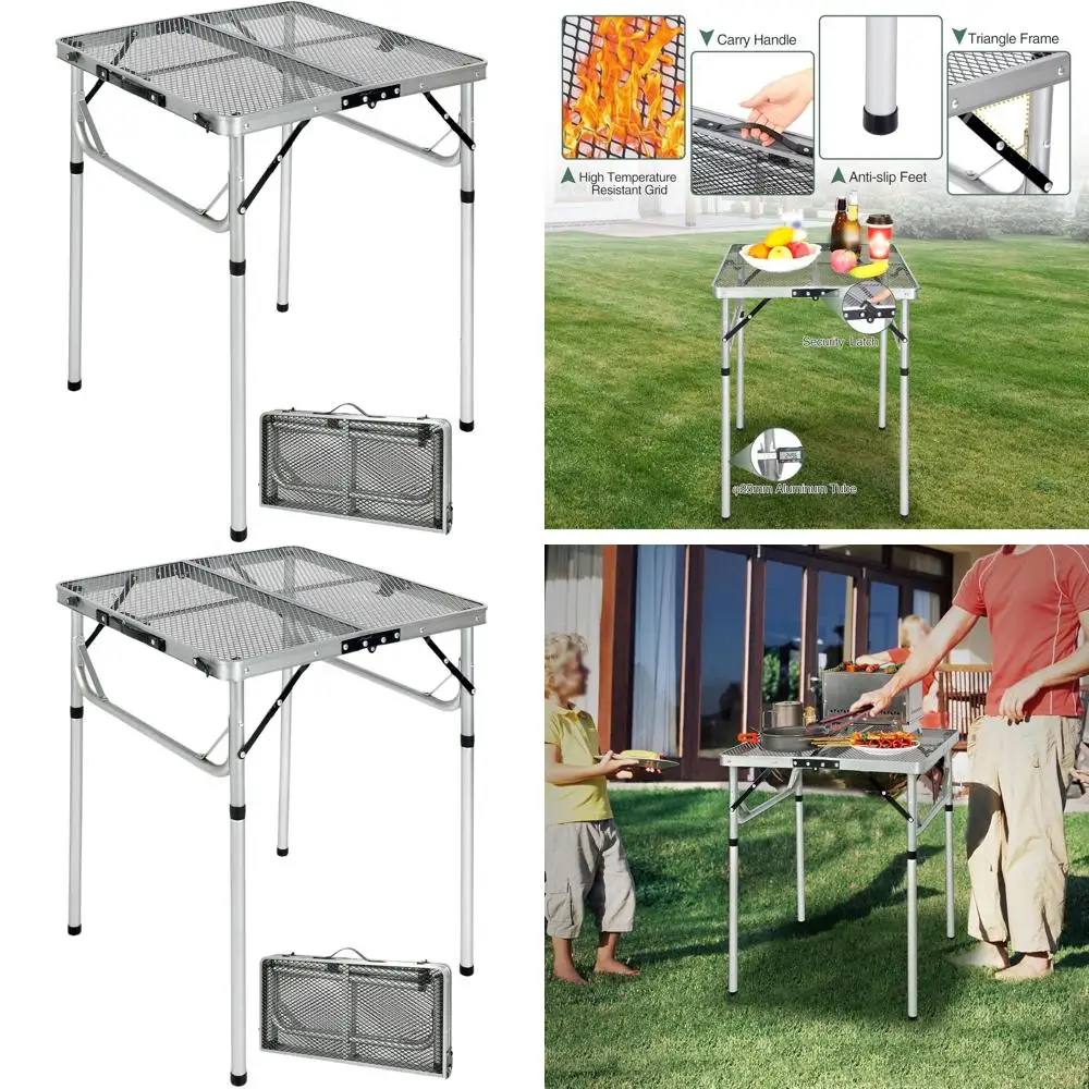 

Портативный алюминиевый складной стол-гриль для улицы, легкий и с регулируемой высотой, идеально подходит для кемпинга и барбекю