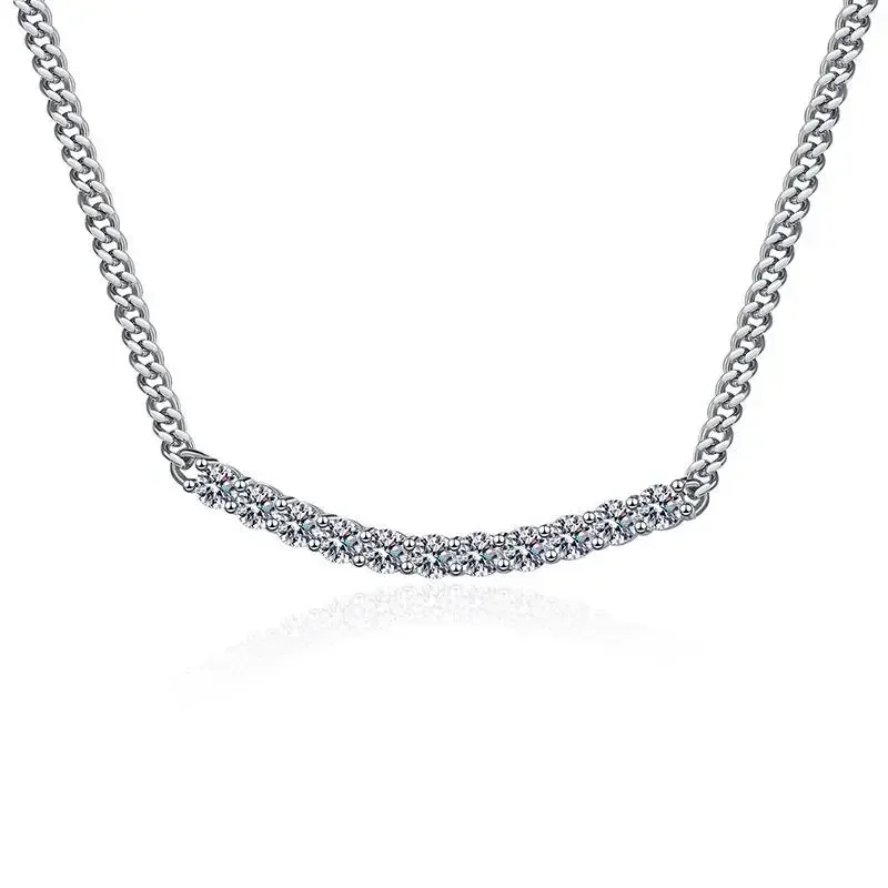 

18K platinum diamond necklace Cuban clavicle chain D color 2.2 carat single diamond moissanite plated PT950 platinum pendant