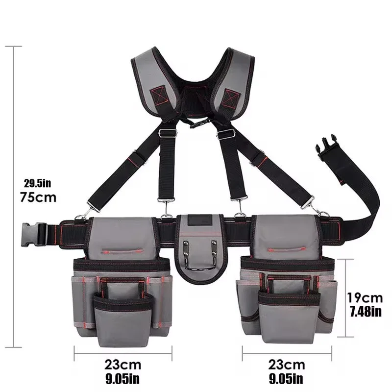 Suspender Tool Belt Heavy Duty Construction Tool Belt Large Capacity Combined Tool Bag Multi-Functional Equipment Carrying Bag