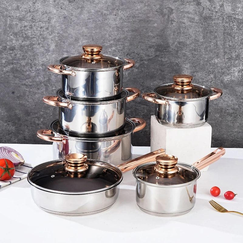 

Stainless steel pot set kit foreign trade supply pots thickened cookware soup pot cookware