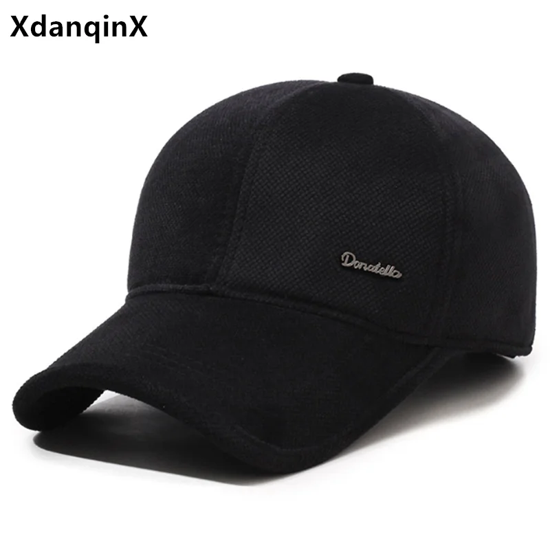 

New Winter Plush Thickened Warm Baseball Caps For Men Coldproof Earmuff Hats Golf Cap Cycling Sports Cap Cotton Hat Snapback Cap