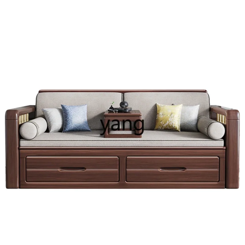 

CX solid wood folding sofa bed walnut living room dual-purpose small apartment