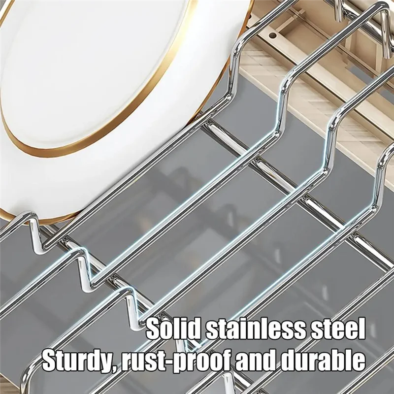 

AD-Pull Out Kitchen Cabinet Organizer Slide Out Dish Rack With Drainboard Drawer Organizer For Kitchen Living Room