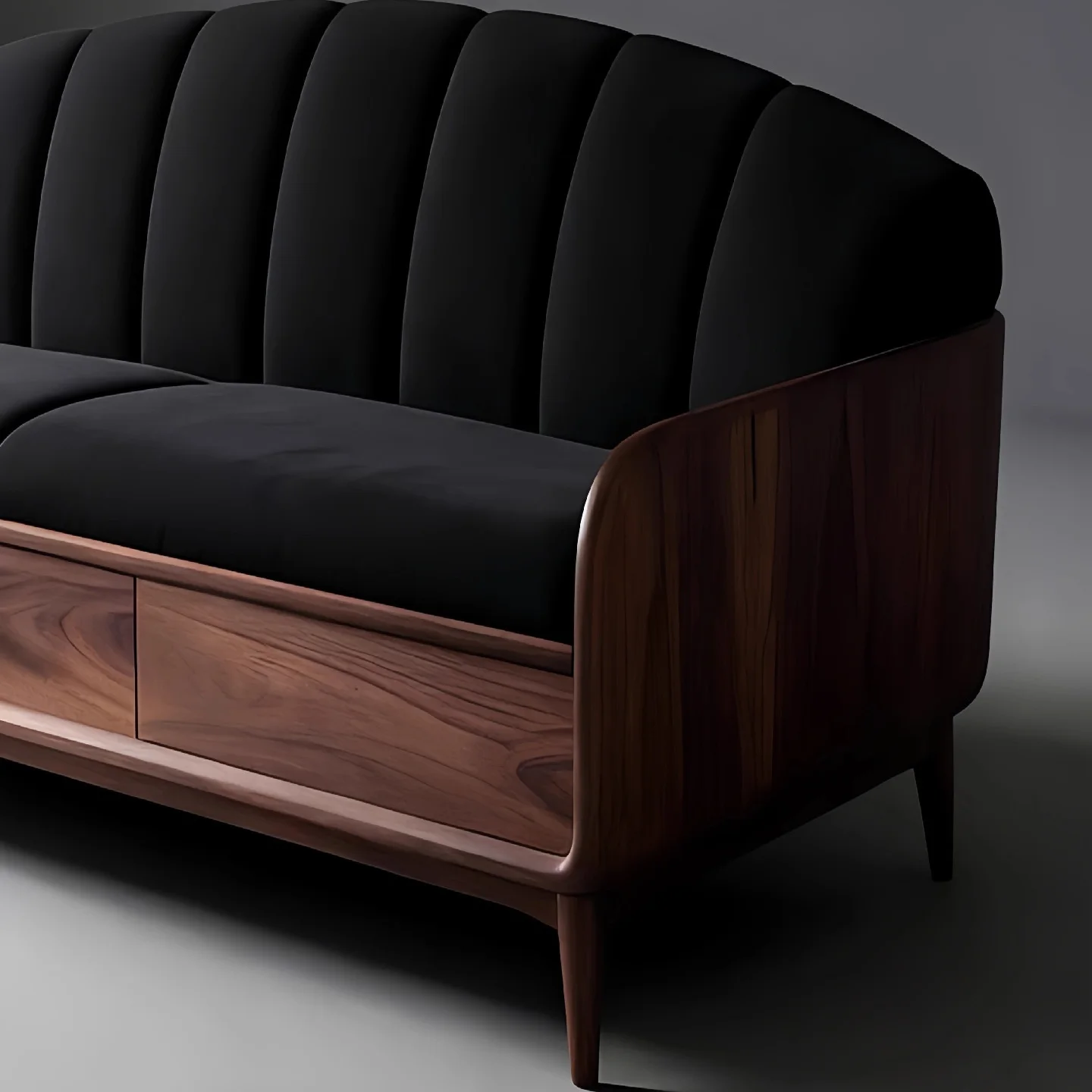 Italian minimalist solid wood sofa living room club office light luxury reception fabric straight row
