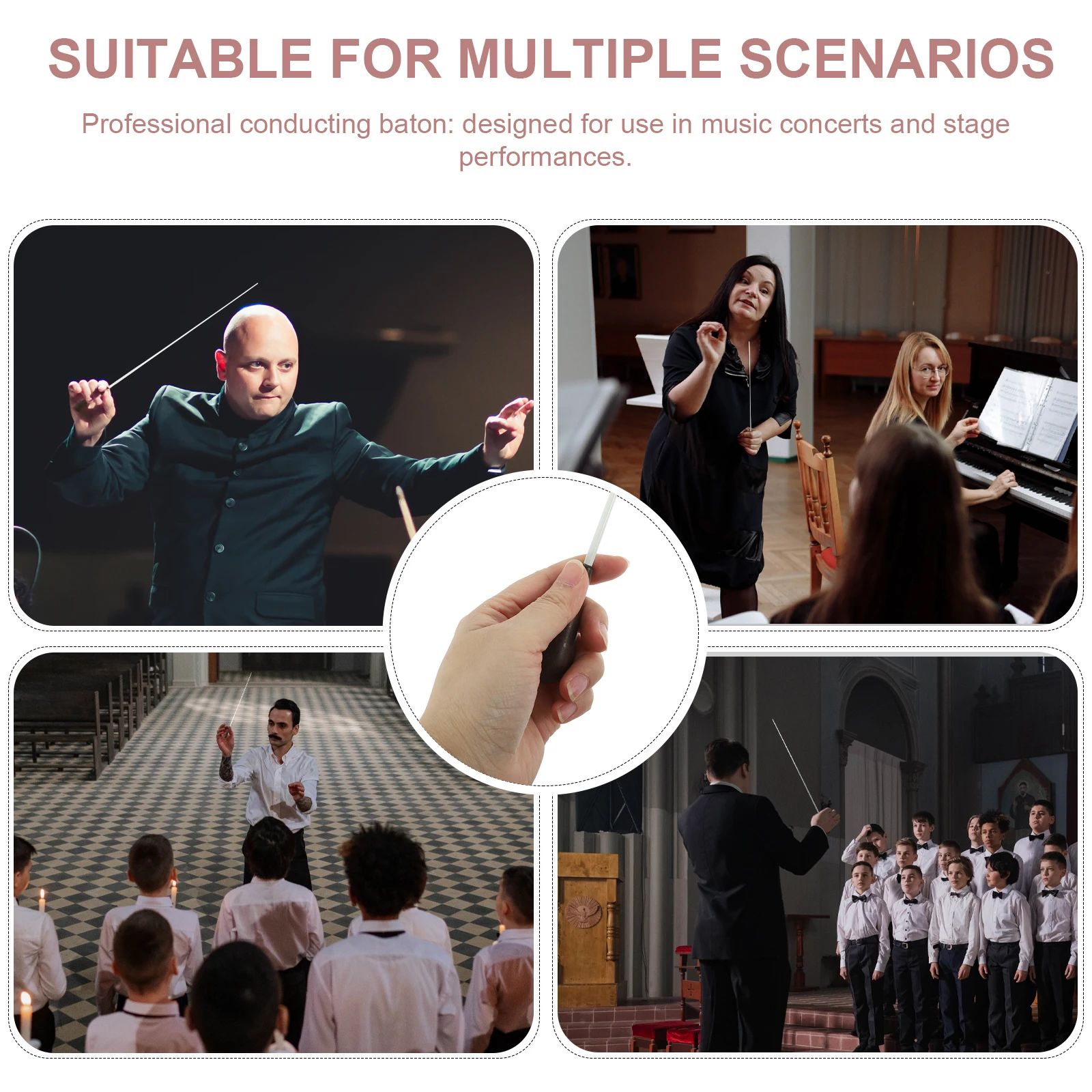 

1pcs Professional Conducting Baton Wood Metal Concert Performance Stick for Music Shows Replacement Conductors Baton Stick