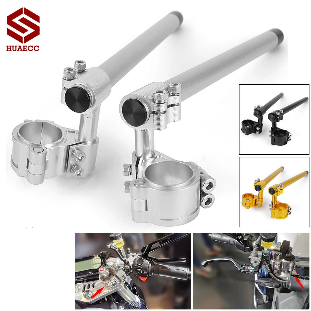 

Silver CNC Billet Aluminum Adjustable Clip-On Handlebar Fit most of sport bike with 37mm 45mm 51mm 52mm 58mm fork clip