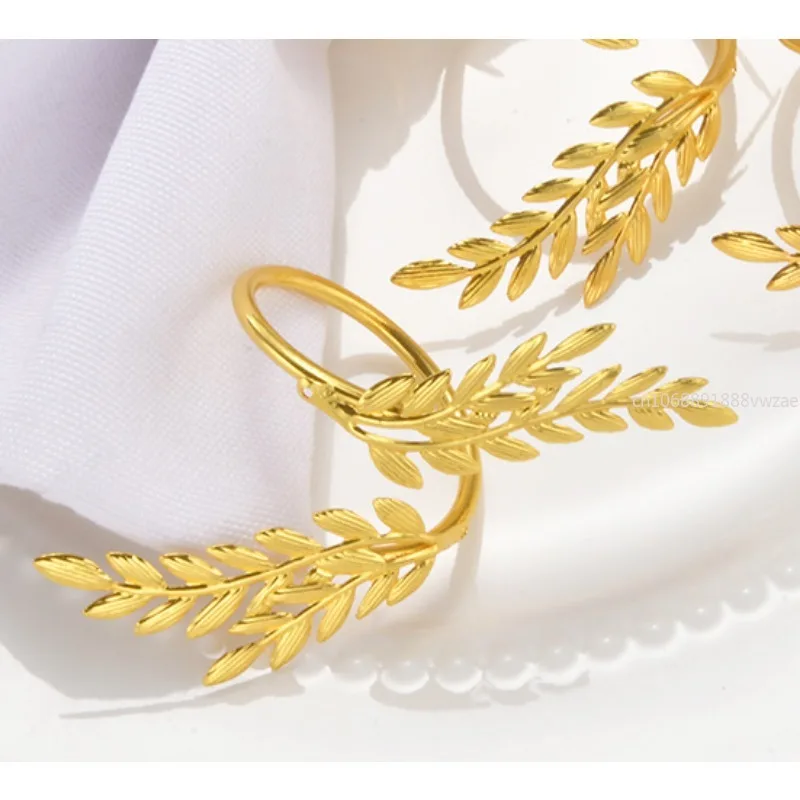 Gold Color Wheat Napkin Rings Metal Leaf Napkin Holder for Harvest Festival Fall Napkin Rings Wedding Dinner Table Decoration