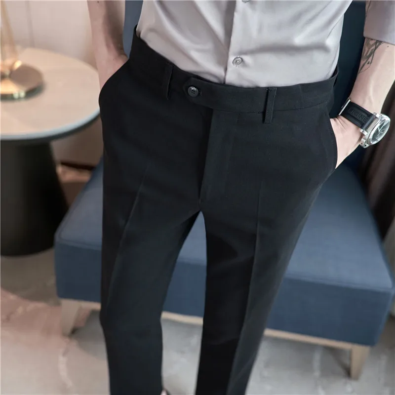 Men Formal Wear Wedding Dress Trousers Quality Men Stretch Boutique Suits Pants Male British Style Business Casual Suit Pants