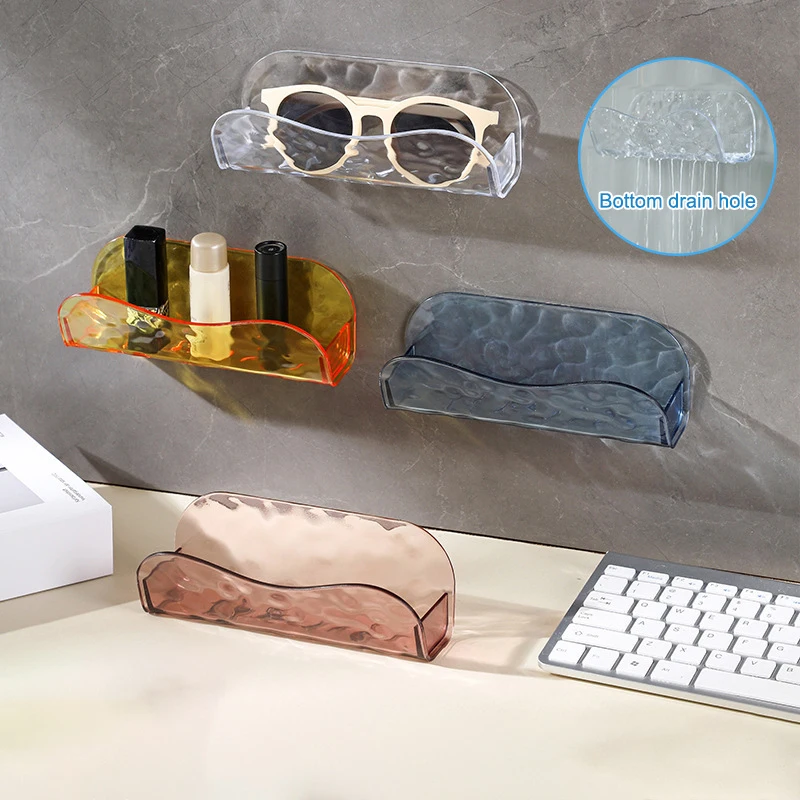 Wall Mounted Glasses Storage Glasses Holder Phone Holder Plastic Toiletries Organiser Saving Space For Home Storage Dispay Rack