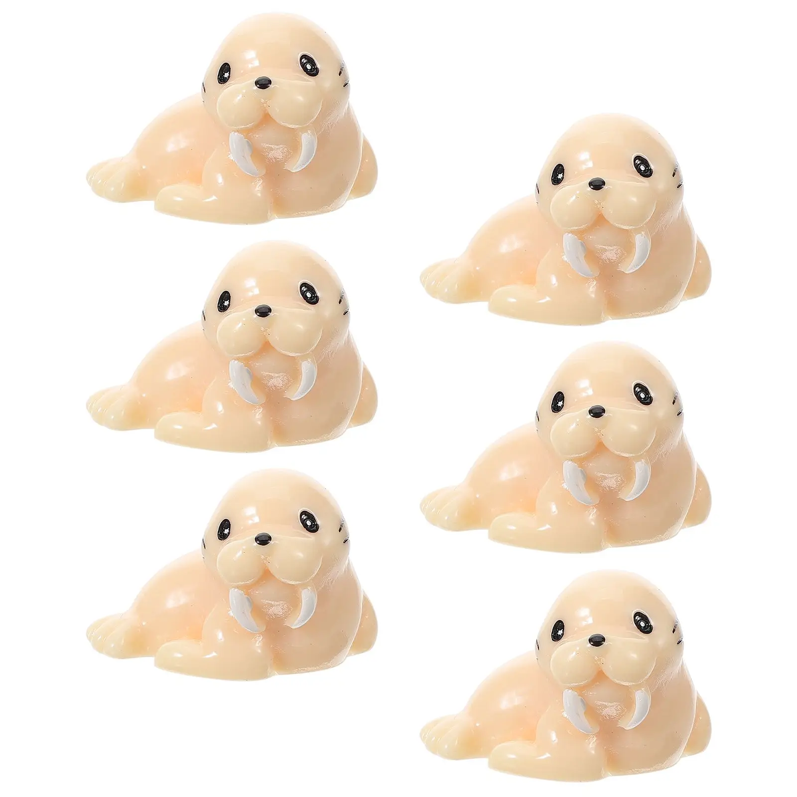 

6 Pcs Life Model Simulation Elephant Seal Resin Craft Decorations Home Lovely naments Adorable Toys Figurine Non