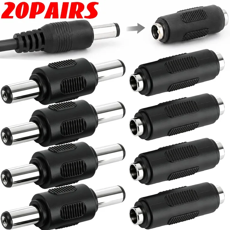 Male Female Jack Plugs Straight Adapter Connectors DC5520 Power Direct Strip Adaptor for CCTV Security Camera LED Strip