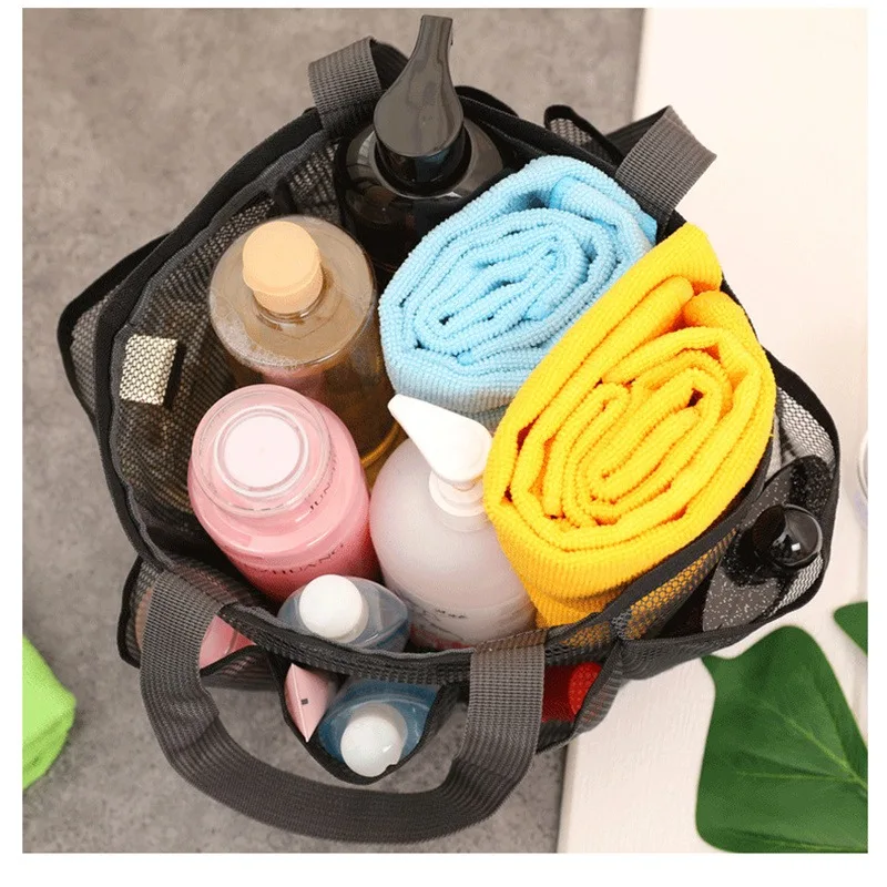 Portable Mesh Shower Caddy Tote Beach Bag Travel Storage Wash Bag Swimming Bath Bag Suitable for Outdoor Camping Quick Dry Tote