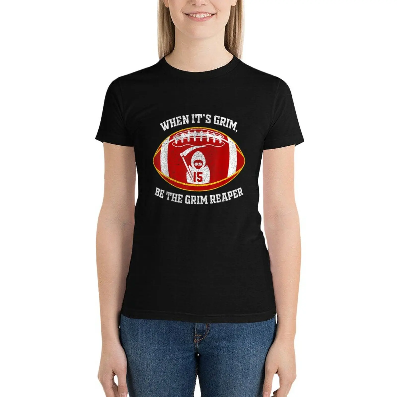 

When It_s Grim Be The Grim Reaper Football Adult Men Women (1) T-Shirt summer tops Short sleeve tee clothes for Women