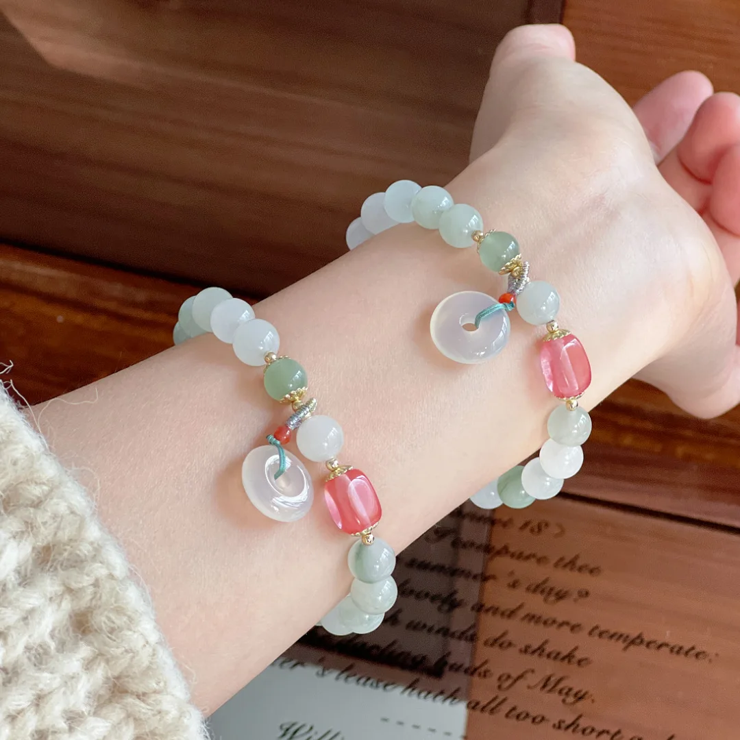 

Натуральный браслет из тяньшаньского нефрита для девочек, легкий люкс, нишевый, подарок для лучшей подруги, в стиле Ins, DIY, из бисера, новый китайский стиль, нефритовый браслет-нить