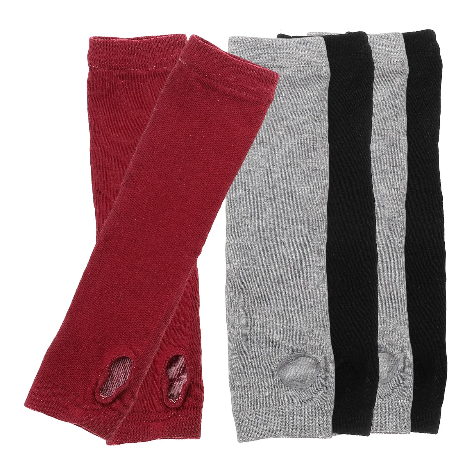 3Pairs Thin Half Finger Gloves Knitted Cotton Women Arm Sleeves with Thumb Hole for Smartphone Use Spring Autumn Warmers