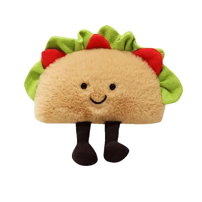 Pastel de tacos de hamburguesa de dibujos animados para niños y niñas, juguete de peluche, simulación, decoración de mochila, regalos de Navidad, venta INS