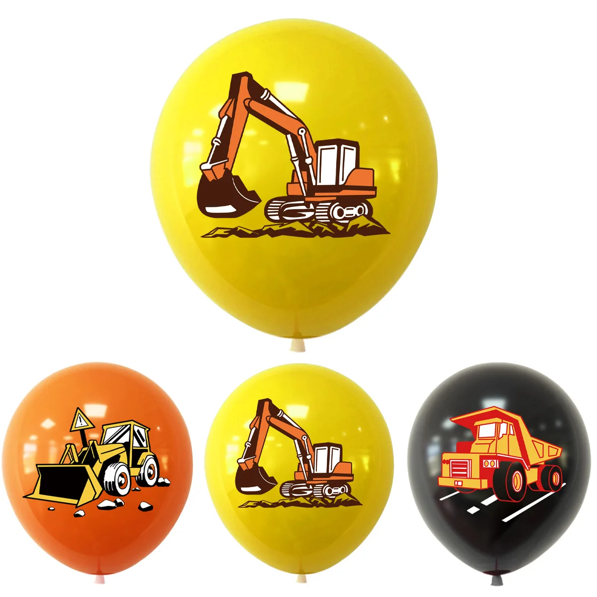 New Product Engineering Vehicle Theme Printing Latex Balloon Digger Truck Boys Birthday Party Decoration Supplies