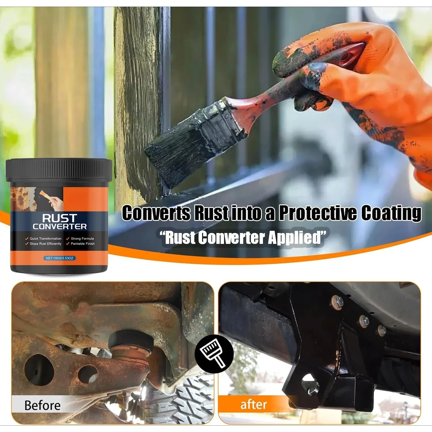 Rust Converter & Metal Primer Paint - Stops Rust Corrosion Inhibitor Coating for Automotive Marine Industrial Metal UV Resistant