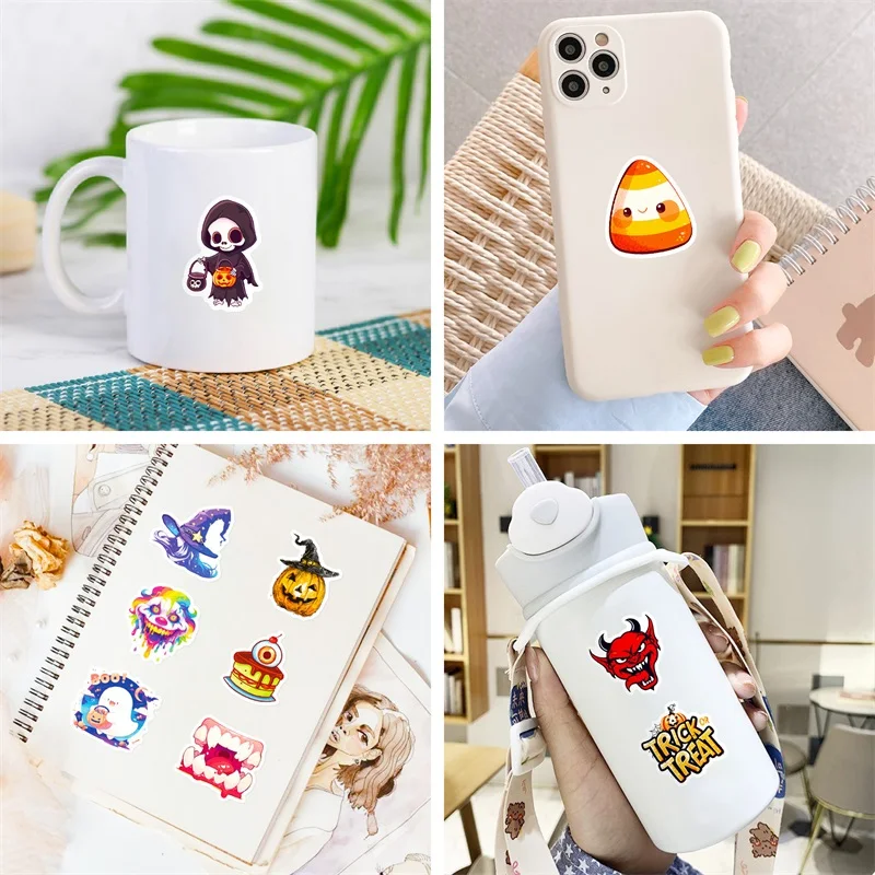 50PCS Halloween Death PVC Sticker Aesthetic Decoration Scrapbooking Korean Stationery Hand Accounting Tools Supplies for Kids