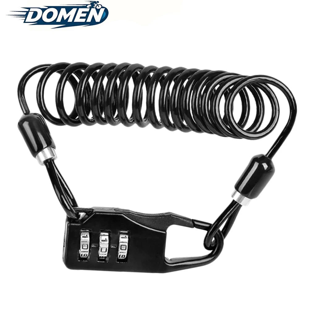 Domen bicicleta anti-roubo bloqueio da motocicleta portátil de três dígitos senha capacete bloqueio de bicicleta corda de fio capacete bloqueio acessórios da bicicleta