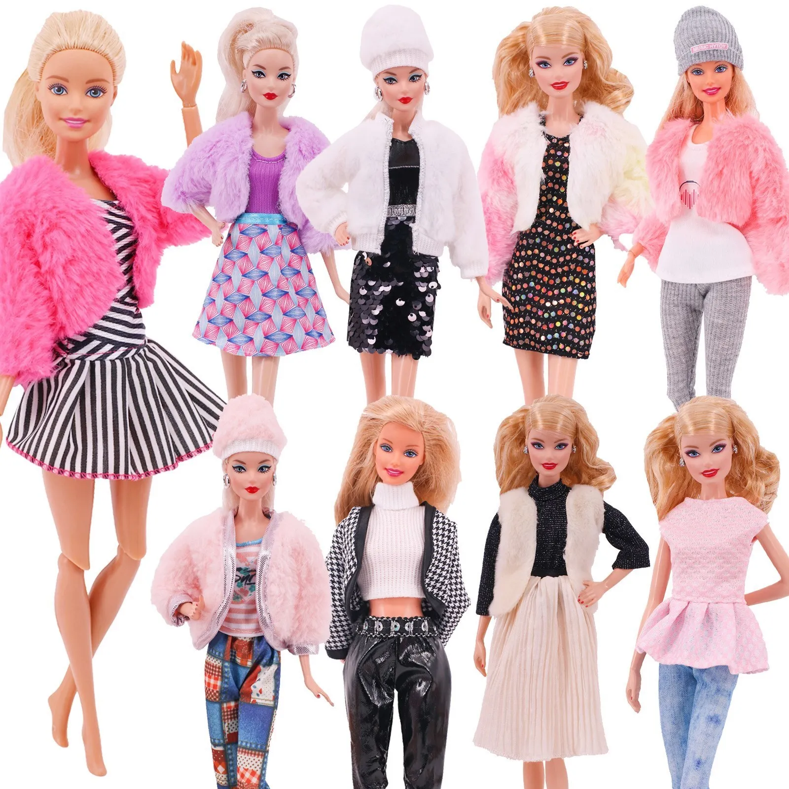 Barbies Doll Clothes Handmade Dress Fashion Coat Top Pants Clothing For Barbie Dolls Clothes Doll Accessories Girl`s Toy Gifts