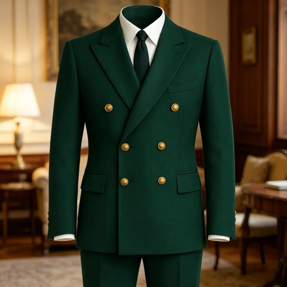 Double Breasted Wedding Suit For Prom Slim Fit Guest Suits 2 Pieces Formal Blazer Pants Set For Groom Wedding Party Banquet